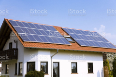 House with solar panels.